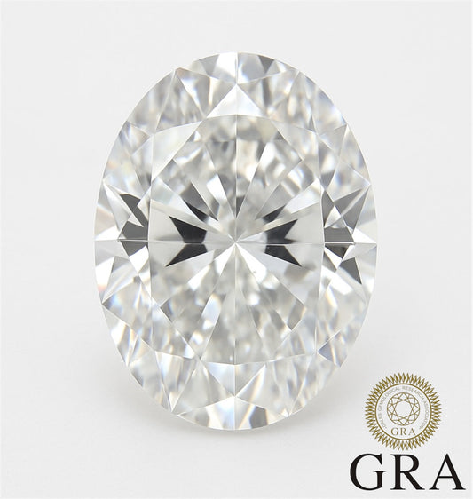 2ct oval cut moissanite gemstone with exceptional sparkle and GRA certification against a white background