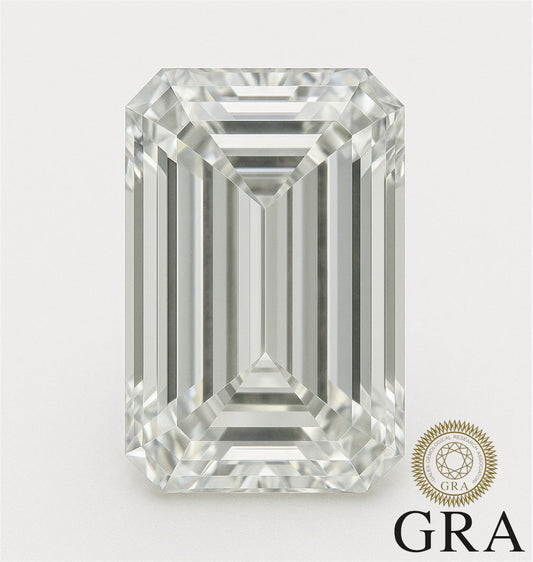 1.5ct emerald cut lab-grown moissanite with high fire and sparkle, certified by GRA