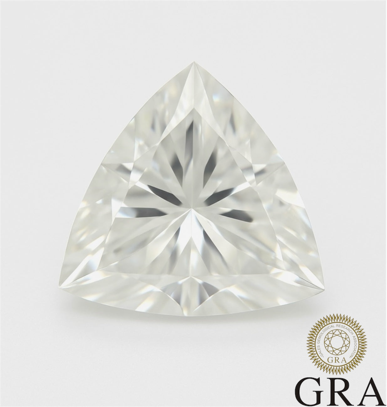 3ct Trillion Cut Moissanite gemstone with brilliant fire and sparkle, certified by GRA
