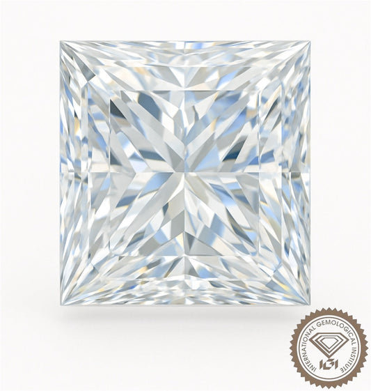 4ct princess cut lab-grown diamond with IGI certification displaying brilliance and fire