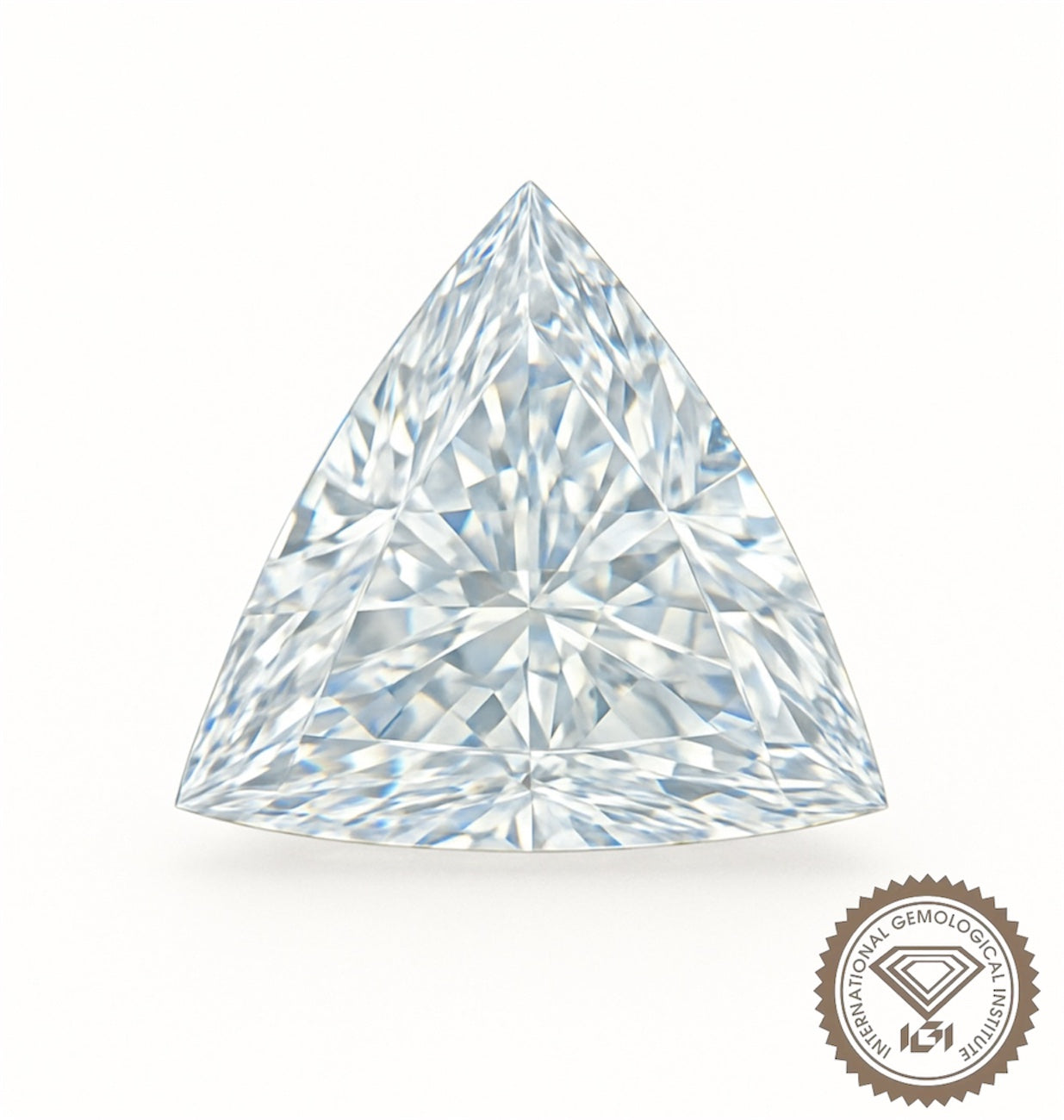 1ct trillion cut lab-grown diamond with IGI certification, showcasing brilliant fire and sparkle