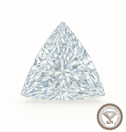 1ct trillion cut lab-grown diamond with IGI certification, showcasing brilliant fire and sparkle