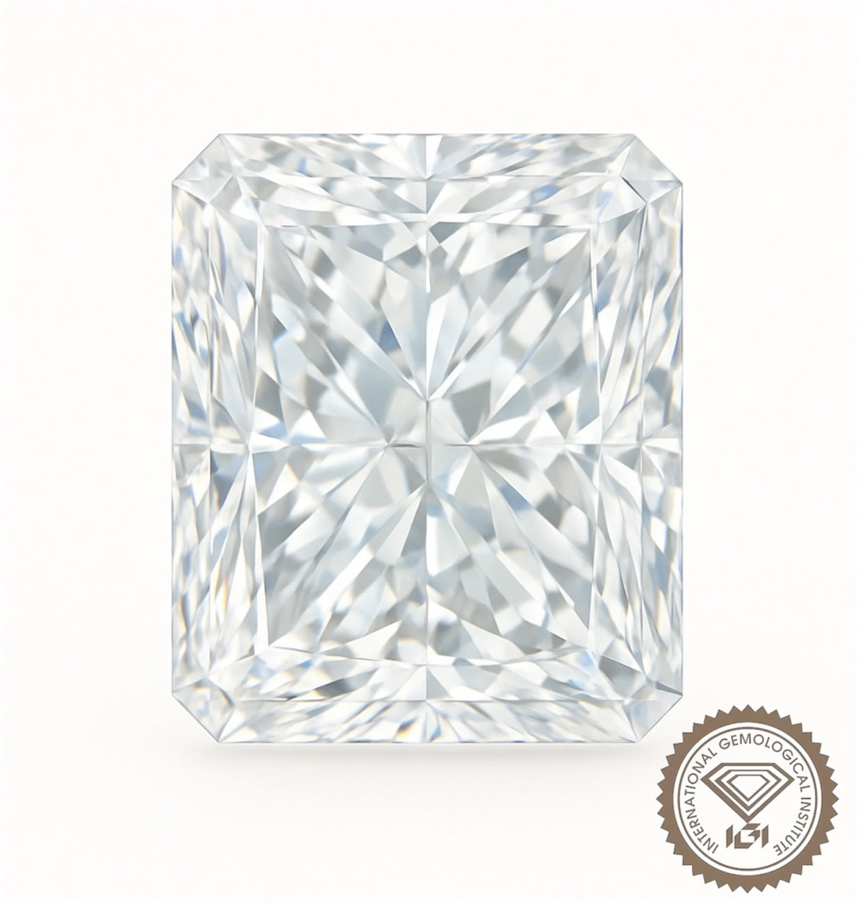 5ct radiant cut lab-grown diamond IGI certified with high brilliance and clarity