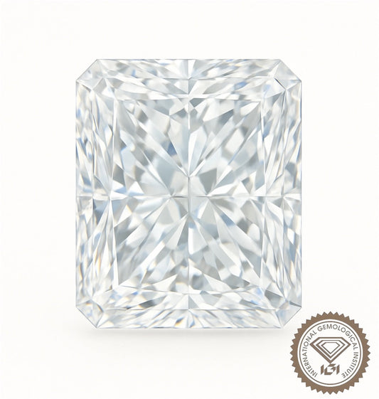 5ct radiant cut lab-grown diamond IGI certified with high brilliance and clarity